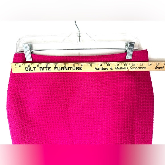 Louben Women Size 8 Fuchsia Pink Pure Virgin Wool Woven Pencil Skirt Zip Canada - Picture 3 of 10
